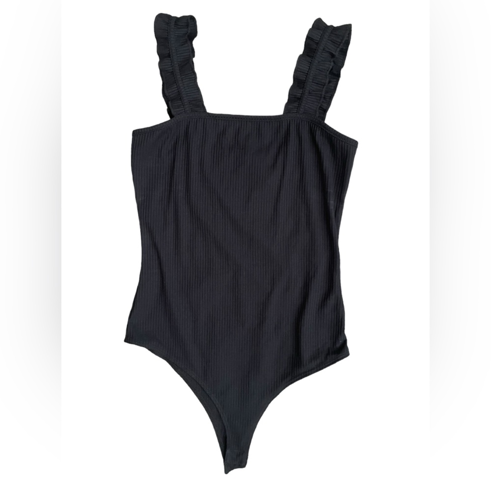 🆕Simply Southern Black bodysuit ruffle straps Size Small NWT